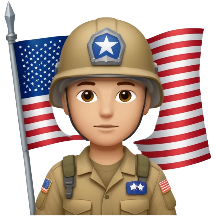 generate white american soldier with small usa flag on shoulder emoji