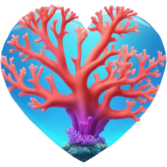 Colorful ocean Coral reef in a the shape of a heart emoji