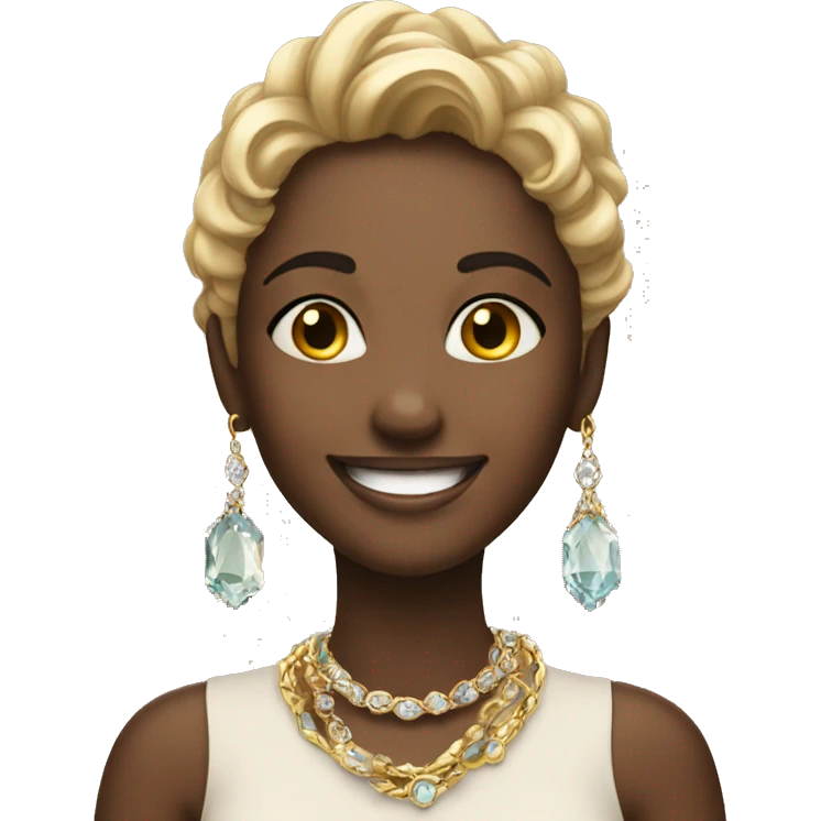 happy girls with jewelry emoji