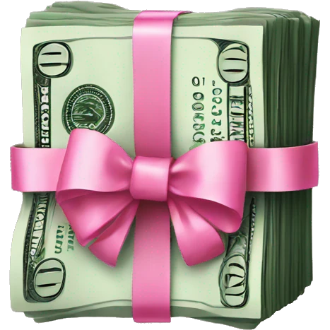 Money stack with pink bow emoji