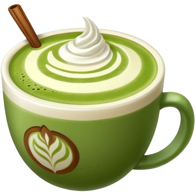 White background, matcha latte no face with latte art emoji