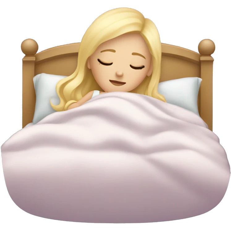 Blonde girl sleeping in elegant bed  emoji