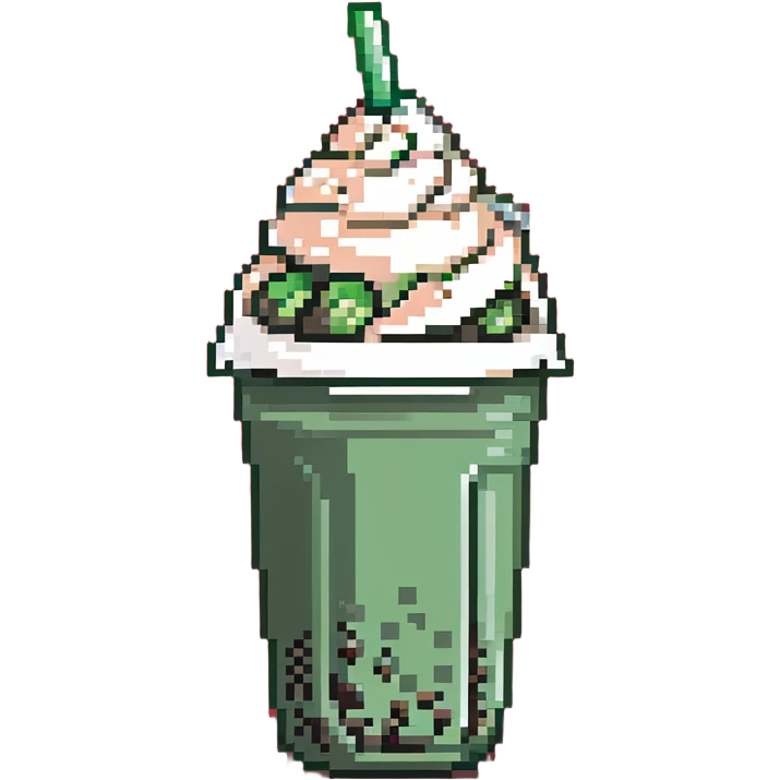 green bubble tea with whipped cream on top emoji