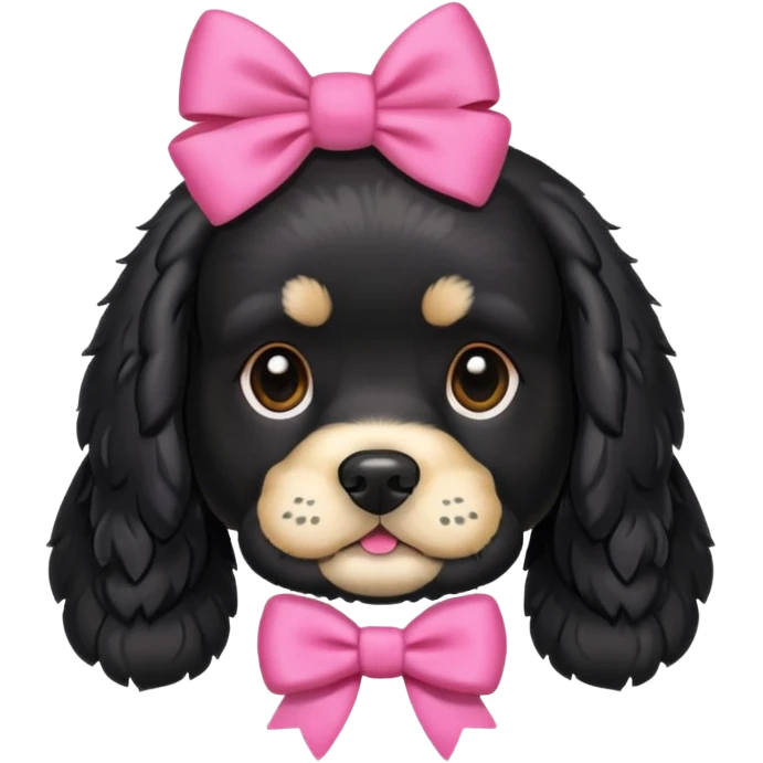 A cocker spaniel dog the color black with a pink bun emoji
