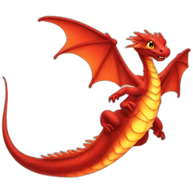 Red fire Serpant with wings emoji