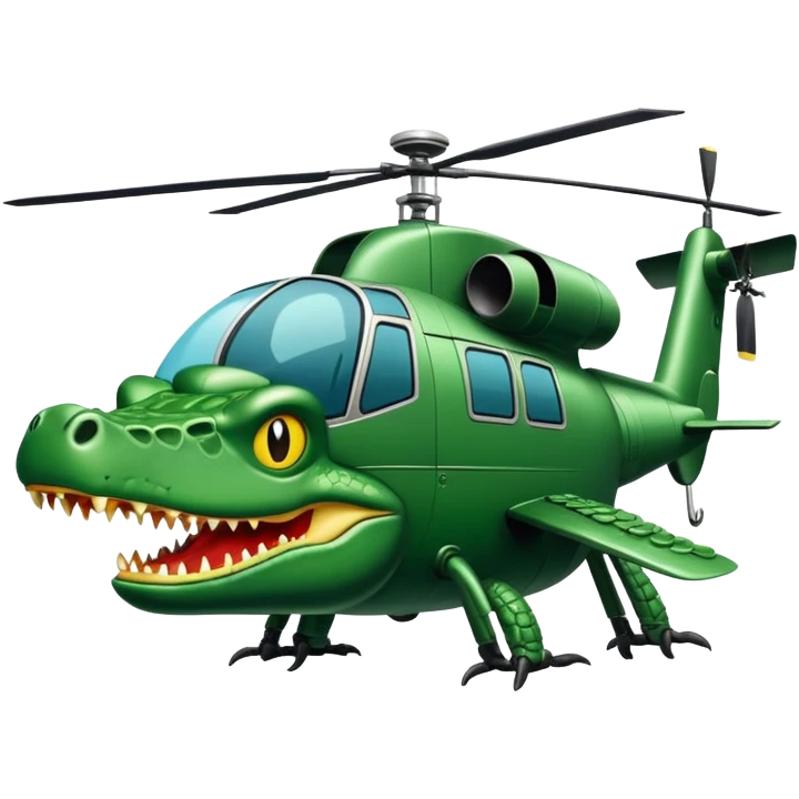 Un helicóptero bombeador que la cabeza sea un cocodrilo  emoji