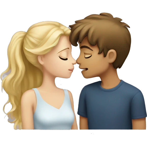 Brown haired boy kissing blonde girl emoji