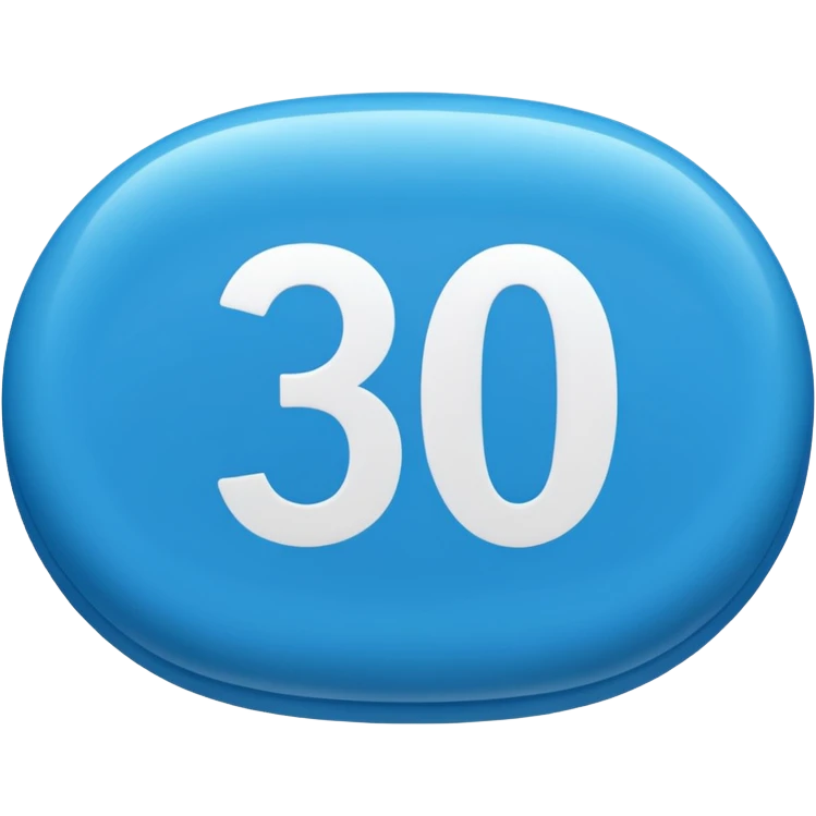 blue pill that says 30 on it emoji
