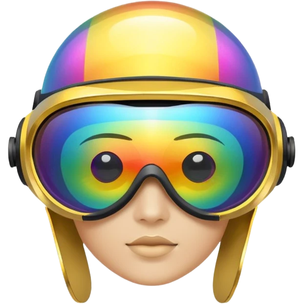 gold simulation rainbow visor goggles emoji