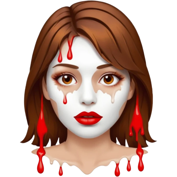Brown Hair Woman , white paint , drip, face, hot  Sexy, lips emoji