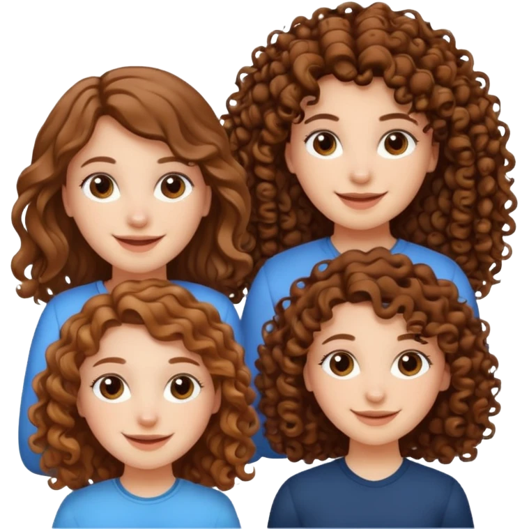 Three white girls, all of off this with brown hair but one whit straight one whit curly and one whit very curly emoji