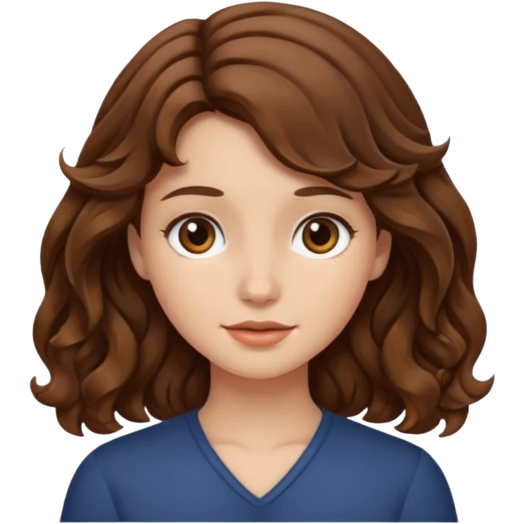 Girl with brown medium wavy hair emoji