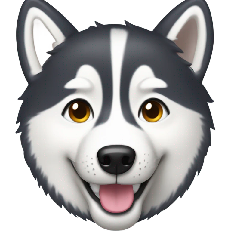 Husky with a happy face emoji
