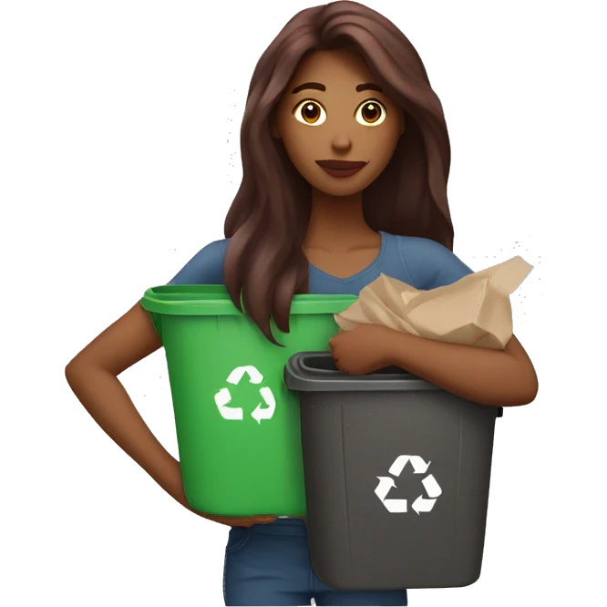 Beautiful burgundy long haired woman taking out the trash emoji