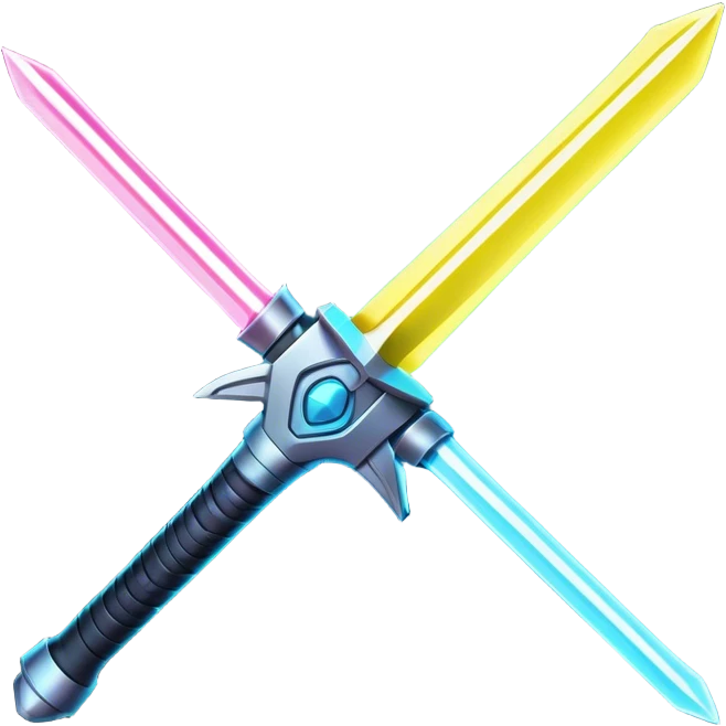 Clash of Clans aesthetic: Cinematic Playful Laser Sword Emoji, rendered in a 3D vector-style similar to standard emojis with minimal shading and bold, simplified shapes. A compact, vibrant energy blade with a neon-hued, glowing edge and futuristic hilt, softly glowing with a radiant cosmic charm. Simplified yet unmistakably iconic, highly detailed and consistent, glowing with a soft pulsating brilliance and high shine. Stylized with a touch of interstellar elegance and a soft glowing outline, capturing the essence of a legendary energy blade with a friendly, playful manner! emoji