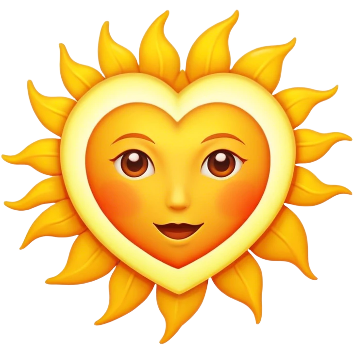 Heart shaped sun closeup without a face emoji
