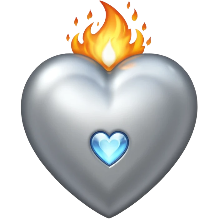 Silver heart with sliver flames  emoji