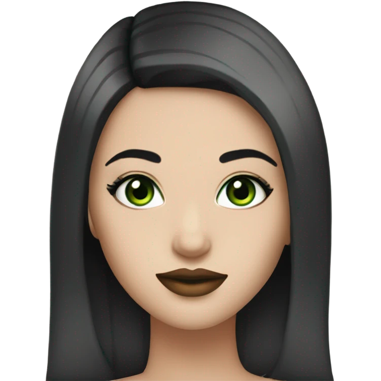 Girl with green eyes black hair eyeliner lipstick  emoji