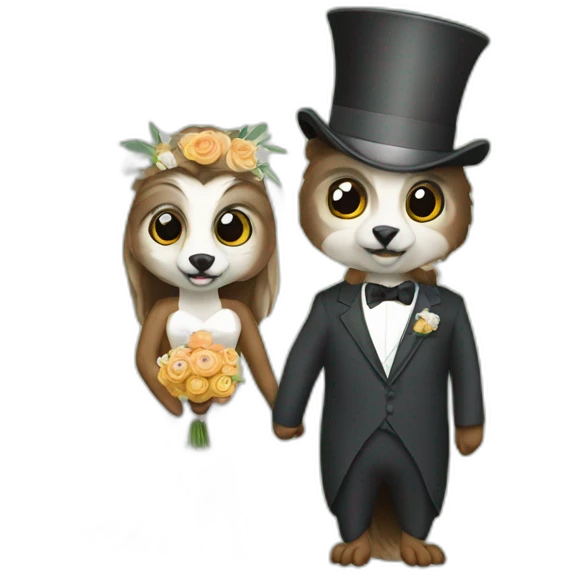 wedding of beaver and eagle owl emoji