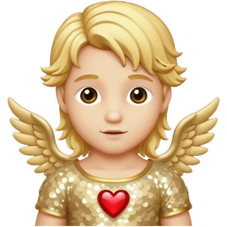 Cupid, God of Love from Gods and Goddesses with long golden blonde hair, cream sequin outfit emoji