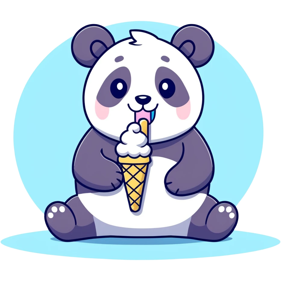 Panda eating ice cream emoji
