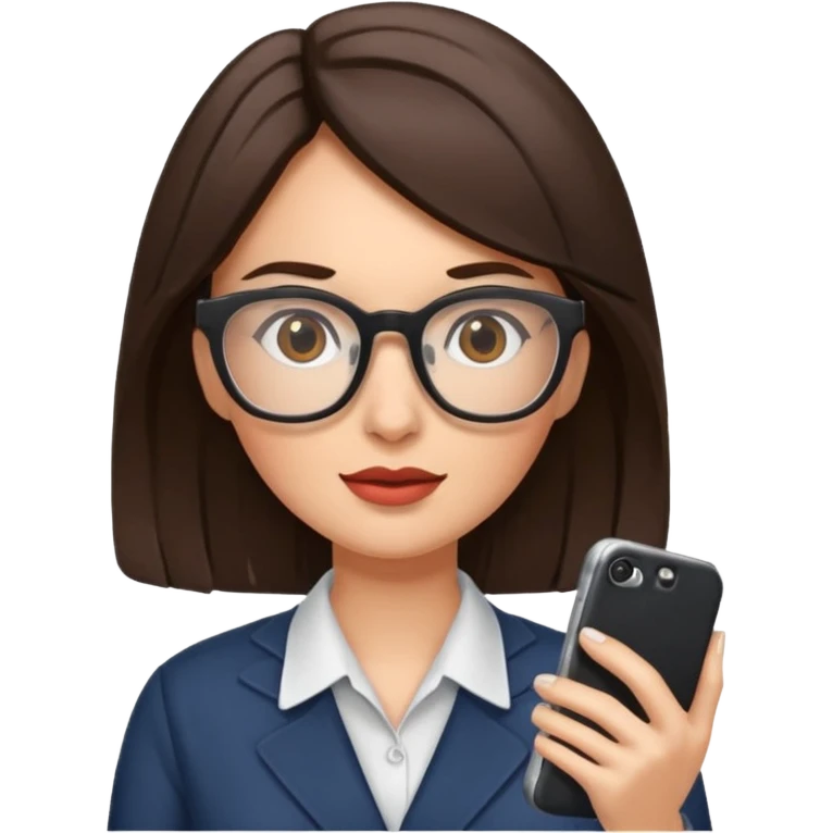 journalist brunette woman with glasses emoji