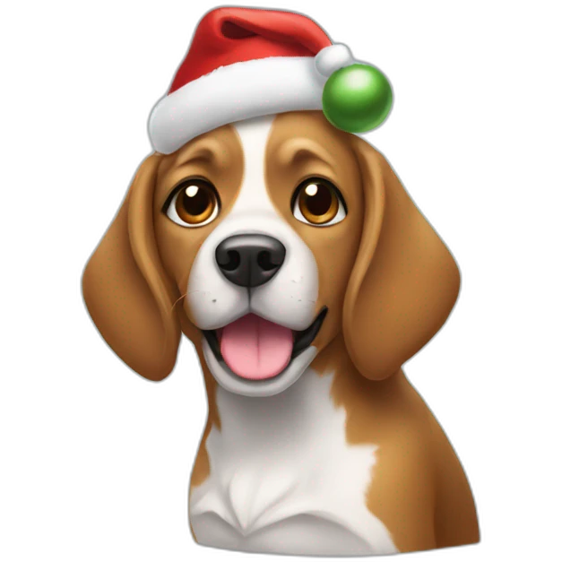 a dog with a Christmas hat emoji