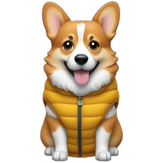 Corgi wearing a puffer vest emoji