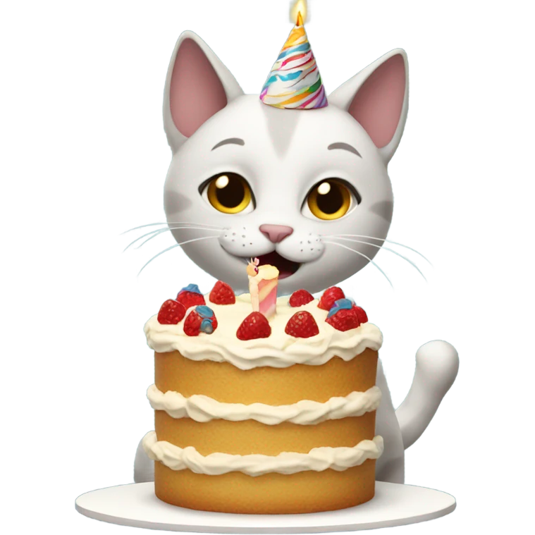 cat eating birthday cake emoji