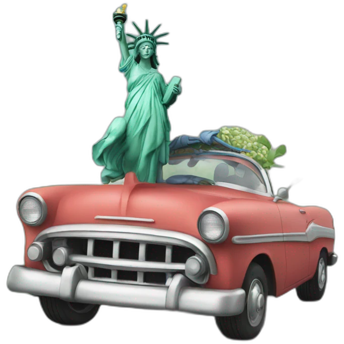 Miss liberty climbing a car emoji