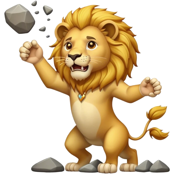 Lion qui lance des pierres emoji