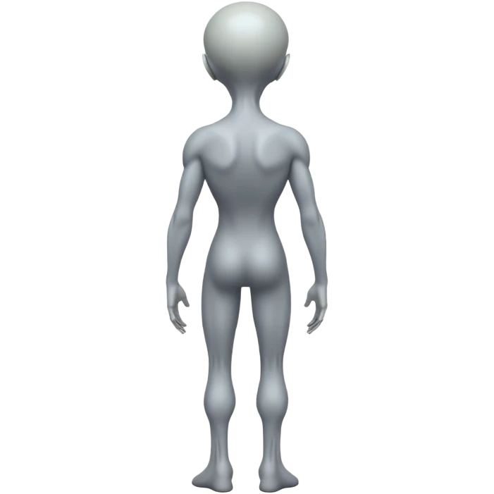fullbody gray alien looking behind, rear backview emoji