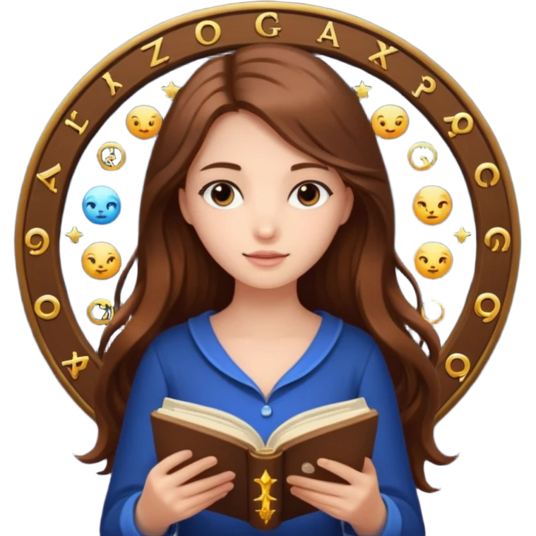 emoji of a girl with long hair reading a horoscope emoji