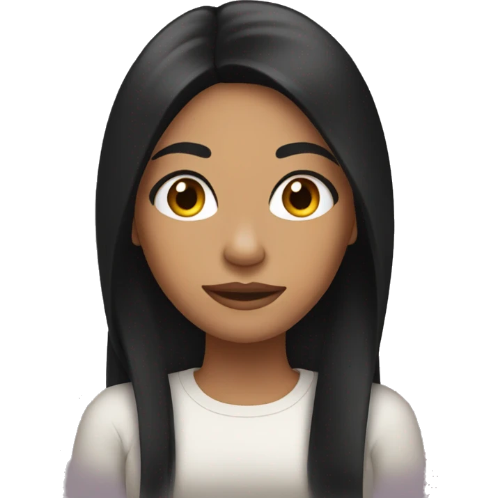 Tan woman with long black hair and long eyelashes  emoji