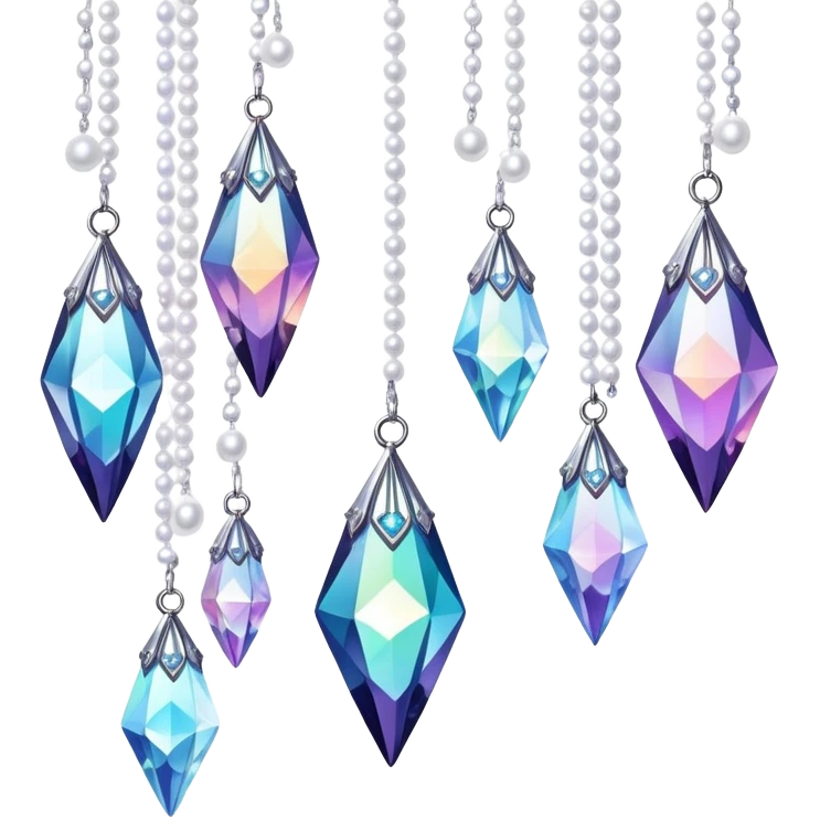 Iridescent big giant glistening glossy sparkly shiny glittery hanging crystals pearls and beads and gemstones scenery scenic decorations emoji