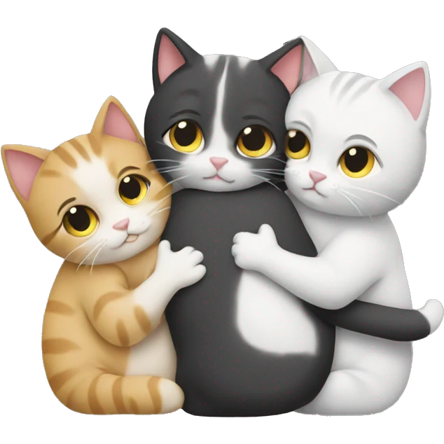 four cats hug each other emoji