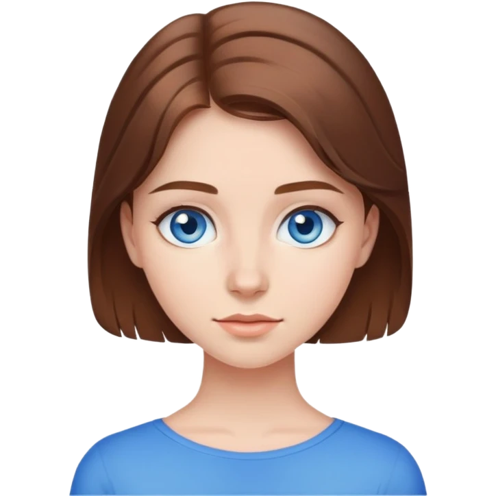 23 year old girl with brown hair and blue thin eyes emoji