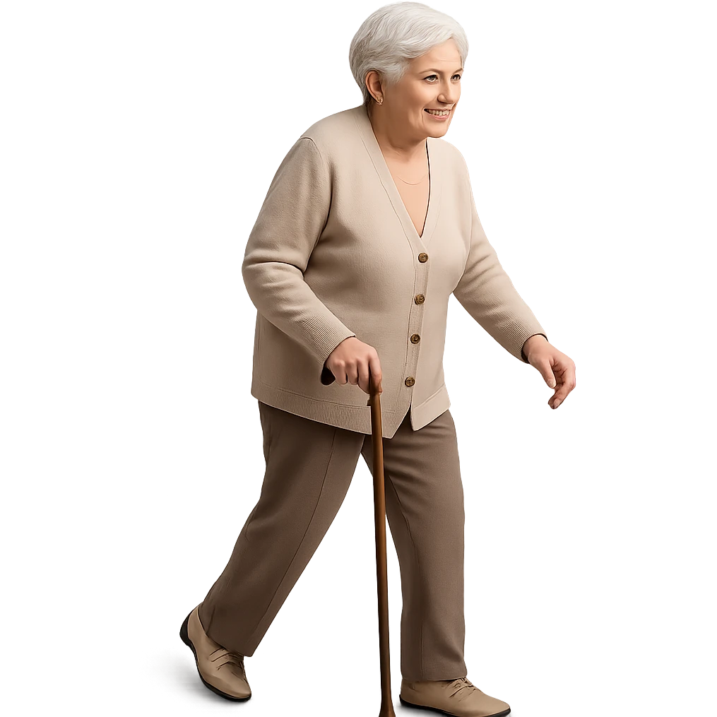 elderly woman with short hair walking emoji