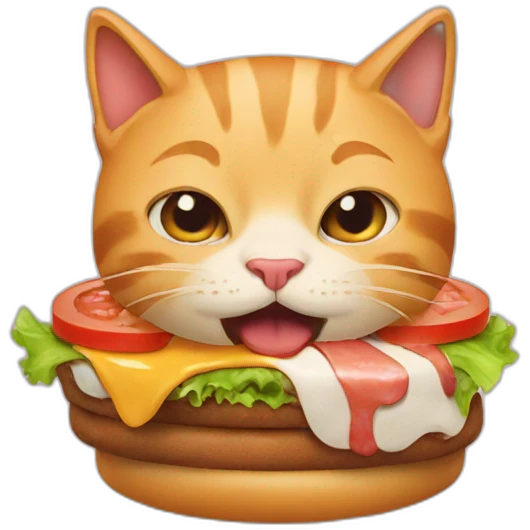 cat eats burger emoji