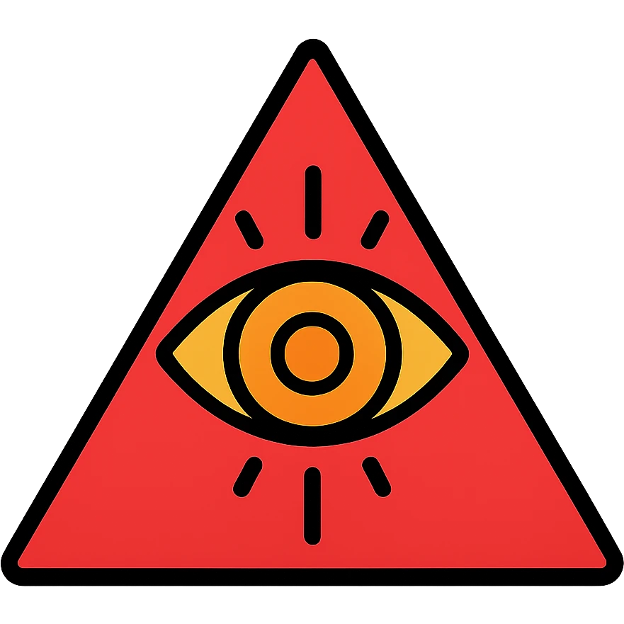 A blood-red triangle with a glowing eye inside, symbol of FOE emoji