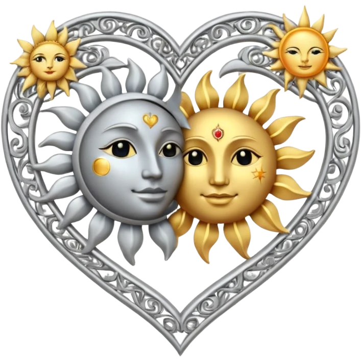 heart with a sun and moon motif emoji