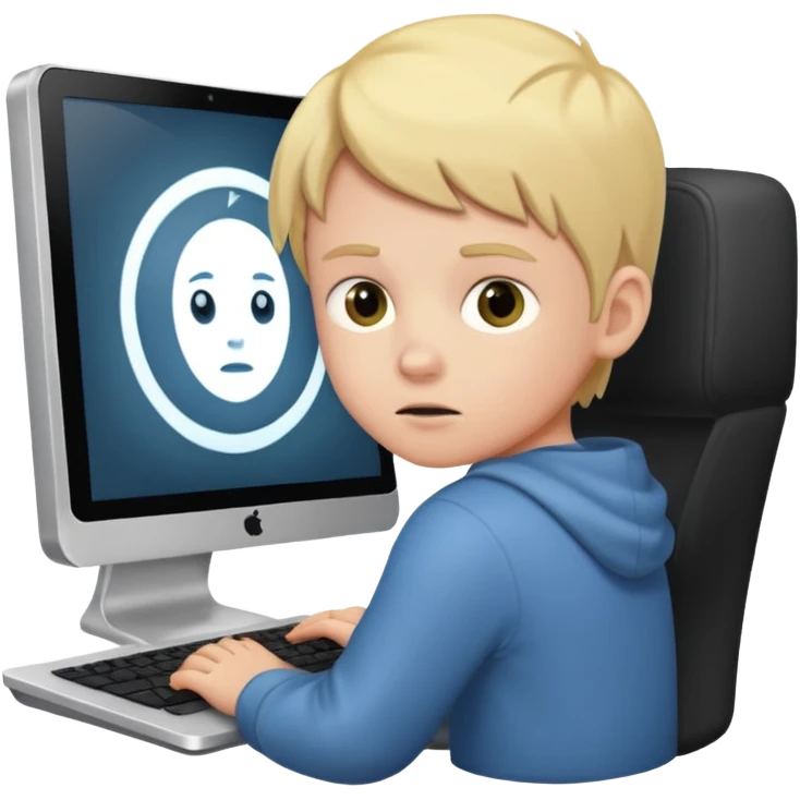 a white child programs on a computer emoji