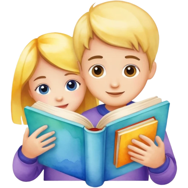 watercolor books and children  emoji