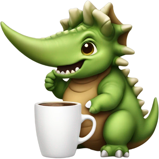 triceratops holding coffee emoji