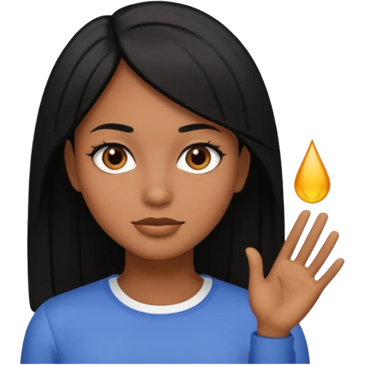 mulher morena de pele marrom, cabelos pretos lisos emoji
