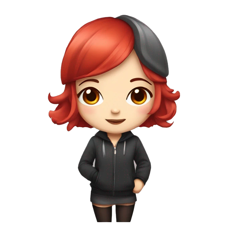 cute chibi girl with bob red hair and make up emoji