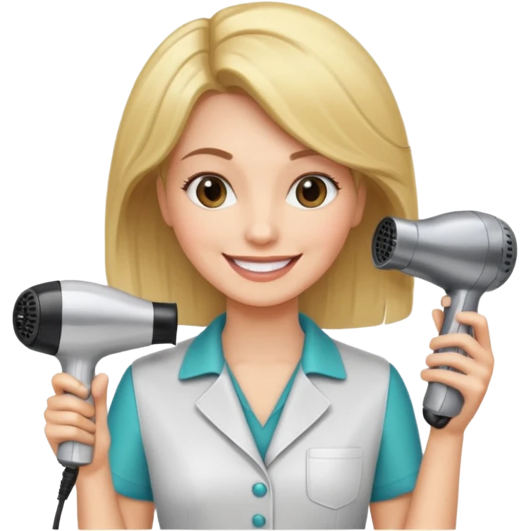 peluquera con secador de pelo y peine en la mano emoji
