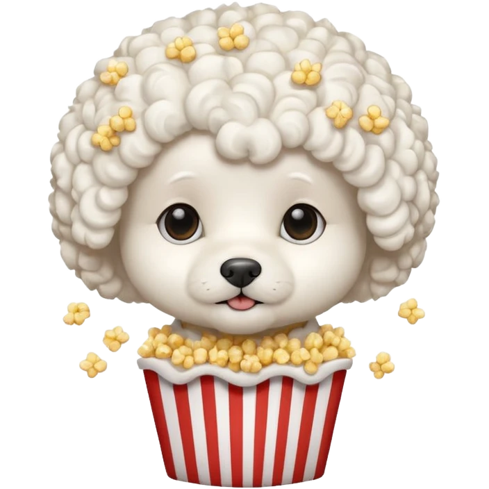 white bichon frise face with popcorn hair emoji