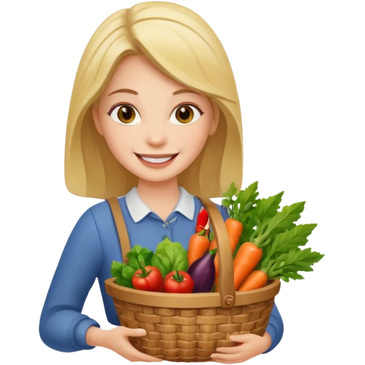 woman holding vegetables basket emoji