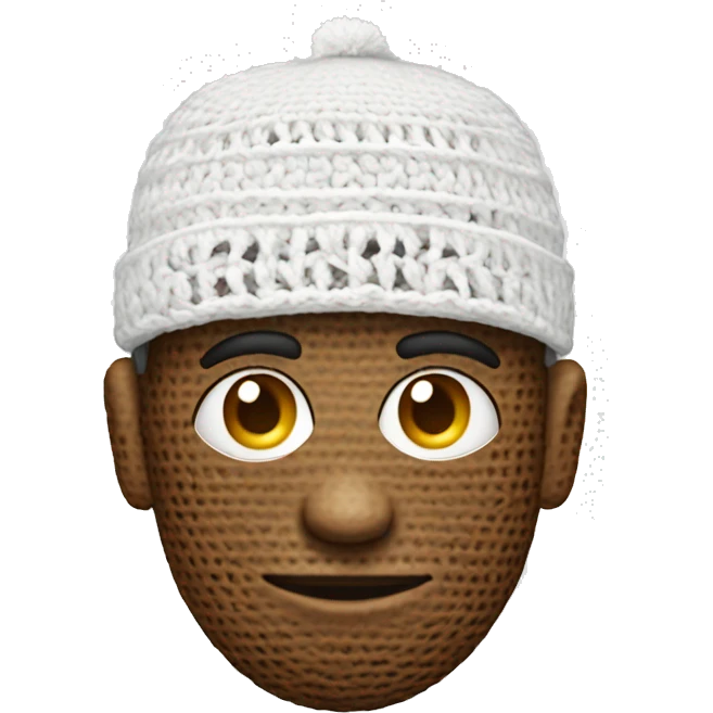 skateman with crochet cap in the head emoji